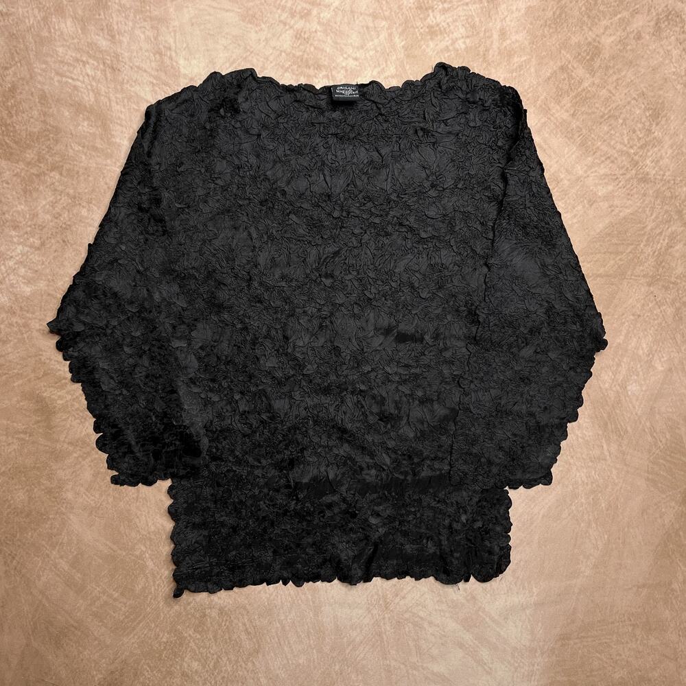 Vintage Y2K Origami Magic Scarf Textured Popcorn Shirt Black Whimsigoth Witchy